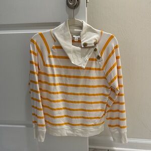 J. Crew Orange and Cream Striped Long Sleeve Top